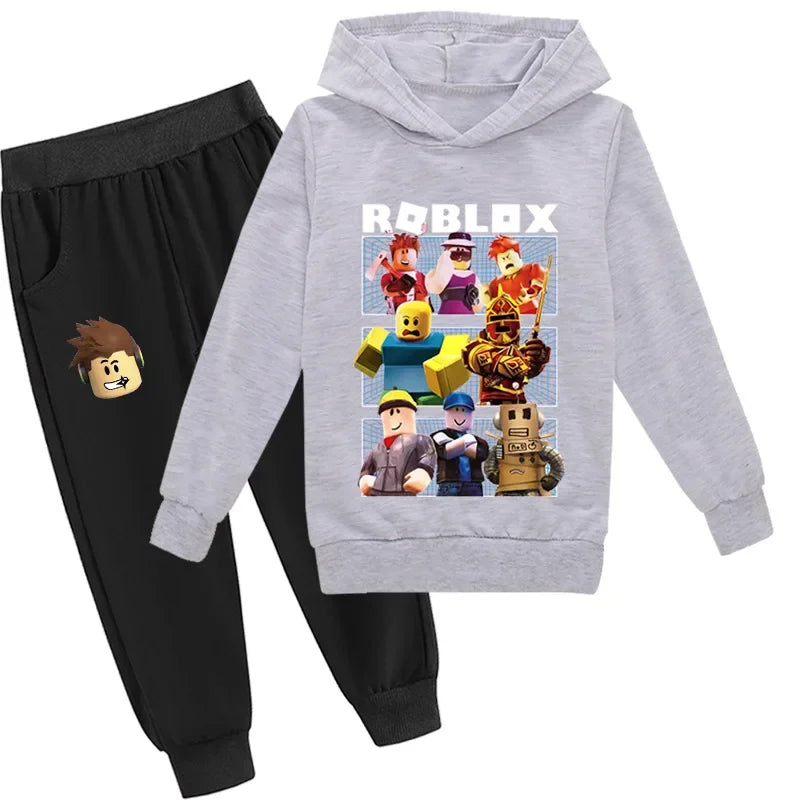 Roblox Character Set - Blue and White Roblox Design - Casual Sweater and Pants for Kids.