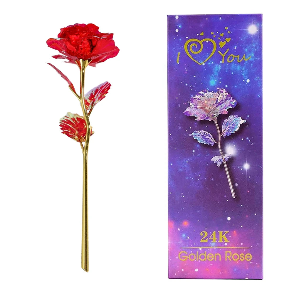 Valentine's Gift: Gold Foil Rose, LED String, different colors.