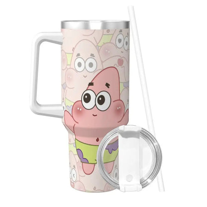 Stanley Tumbler 3D Funny Anime Stainless Steel Spongebob Cartoon Thermal Cup with Straw and Lid, Large Mug, Cold Drink Water Bottle, Owala Tumbler