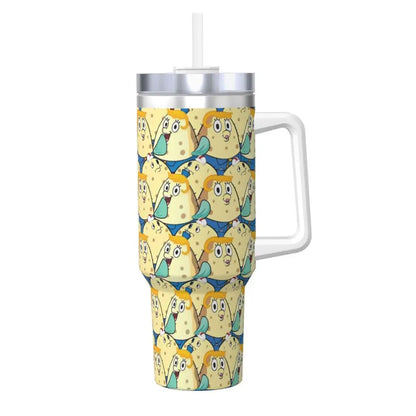 Stanley Tumbler 3D Funny Anime Stainless Steel Spongebob Cartoon Thermal Cup with Straw and Lid, Large Mug, Cold Drink Water Bottle, Owala Tumbler