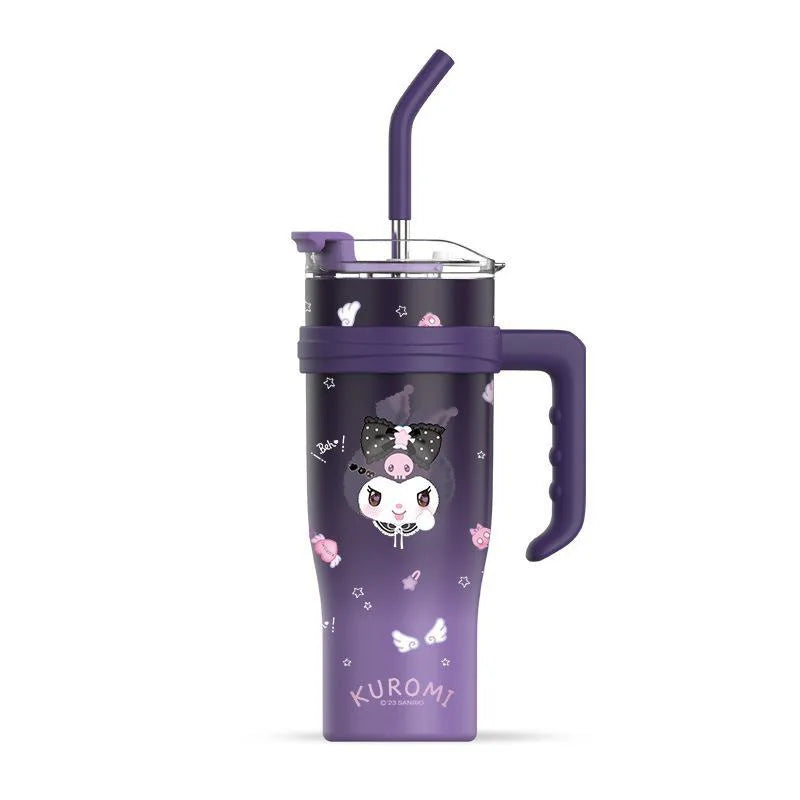 Sanrio Water Bottle 1200ml, Cute Hello Kitty Kuromi Cinnamoroll Melody Stainless Steel Insulated Tumbler with Straw, Gift Idea, Stanley Tumbler Style