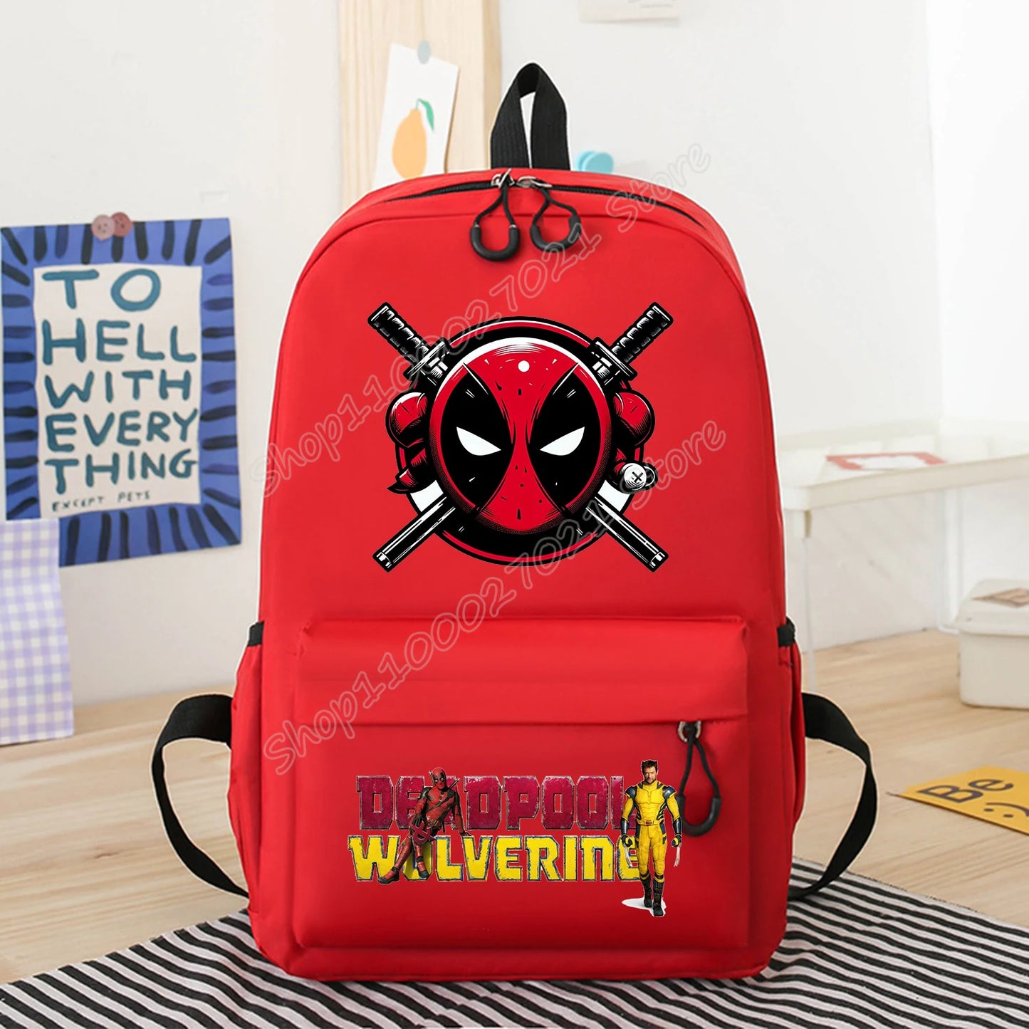 Marvel Deadpool & Wolverine Backpack Front View, Marvel Deadpool & Wolverine Backpack Side View, Marvel Deadpool & Wolverine Backpack Back View, Marvel Deadpool & Wolverine Backpack Detail 1, Marvel Deadpool & Wolverine Backpack Detail 2, Marvel Deadpool & Wolverine Backpack Detail 3, Marvel Deadpool & Wolverine Backpack Detail 4