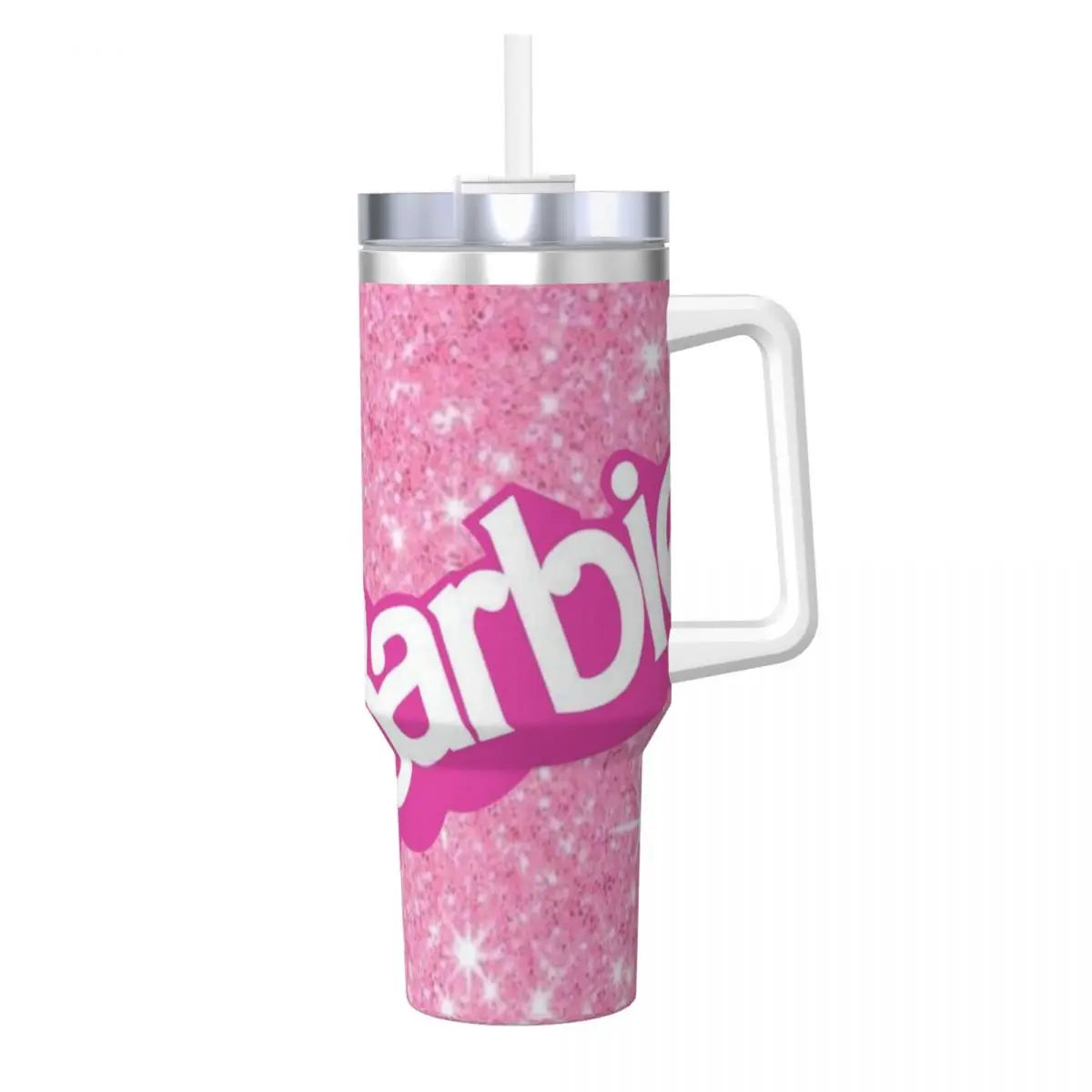 Barbie 40 oz Tumbler by MINISO, Insulated Stainless Steel, Pink, with Handle