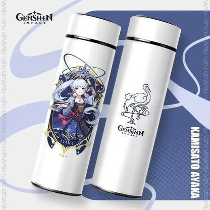 500ml Genshin Impact Vacuum Insulated Bottle Temperature Display Vacuum High Capacity Stainless Steel Thermos Cup Anime Gifts