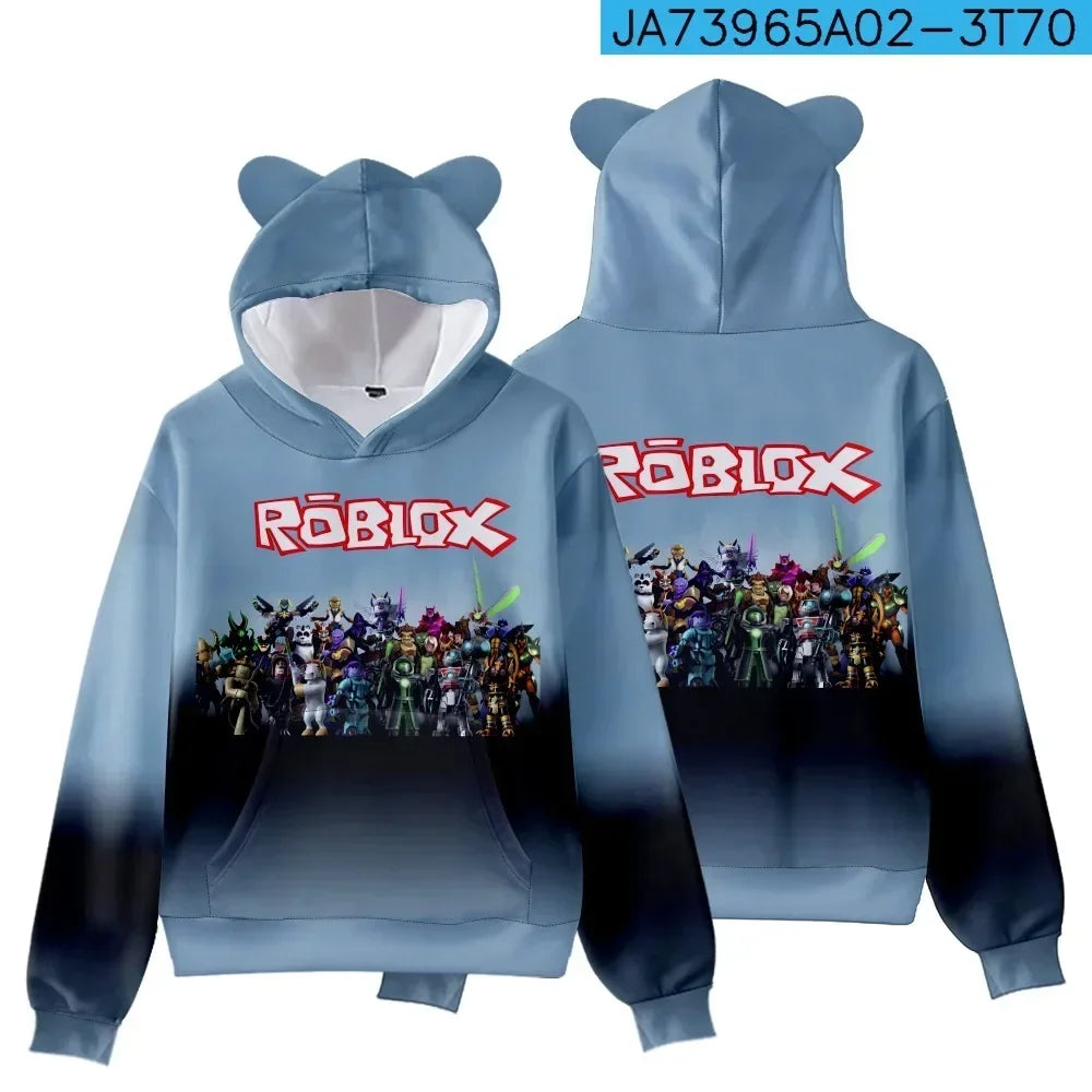 Roblox Cat Ear Hooded Sweatshirt for Kids - Back View Showing Design