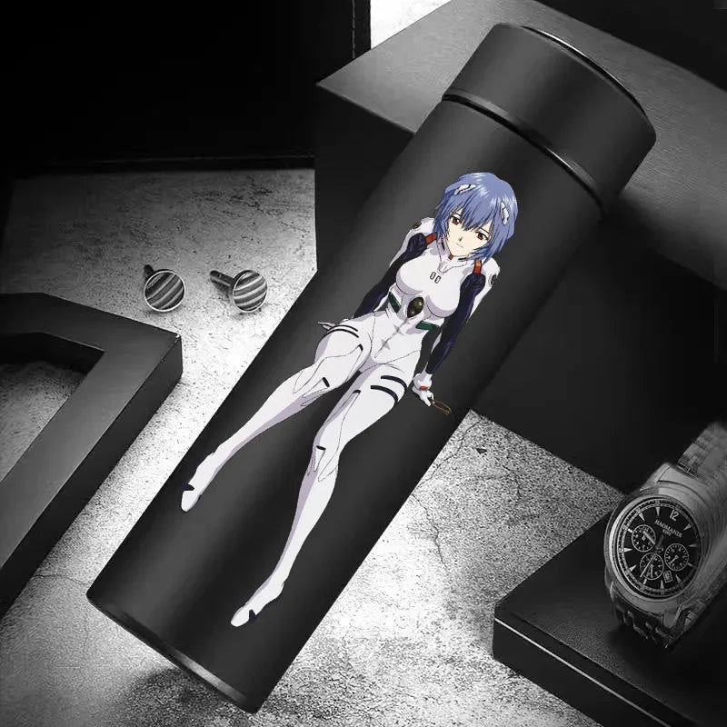 Stainless steel water bottle, 500ml, Ayanami Rei artwork.