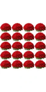 150 red artificial silk roses bundled, showing realistic petals