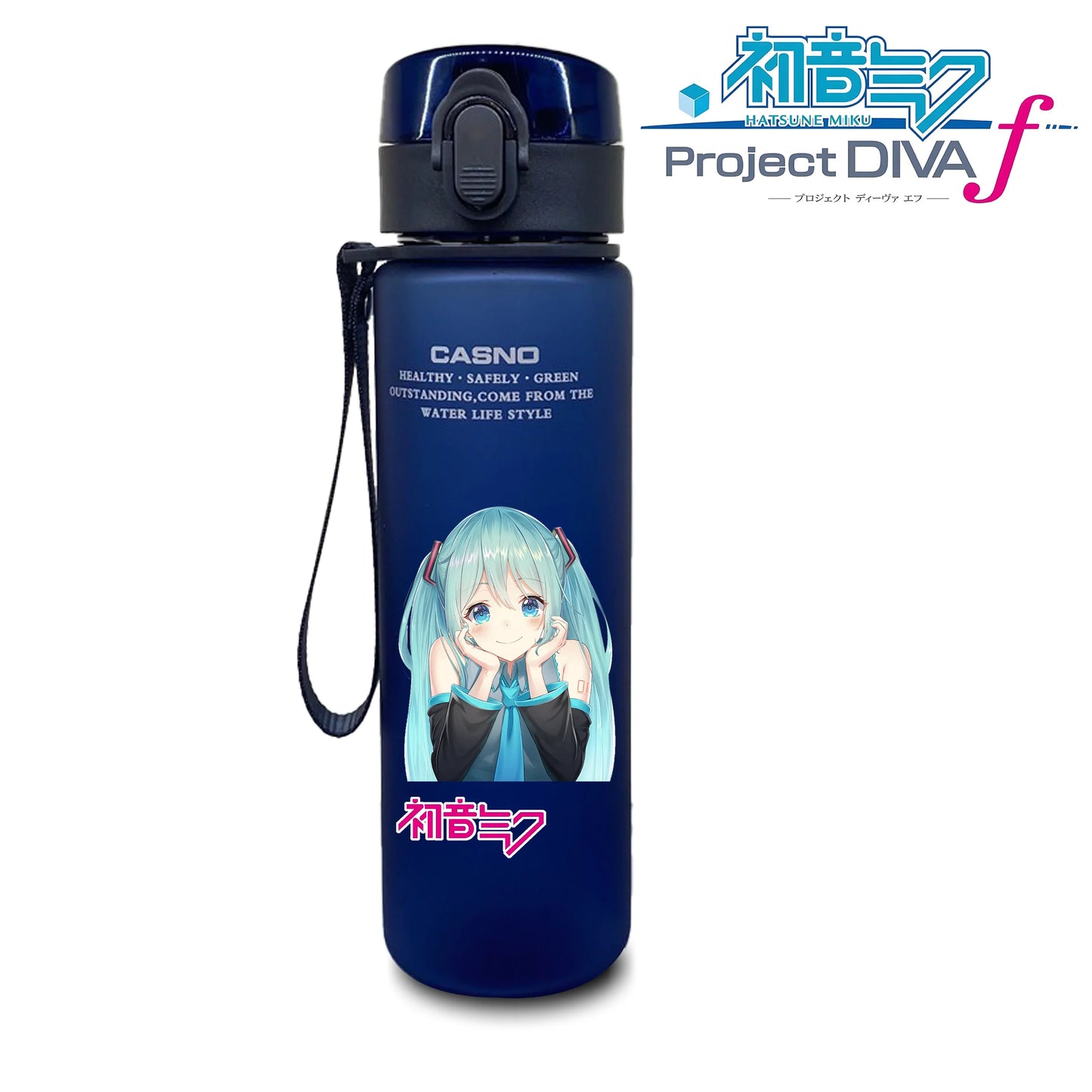 Hot selling Miniso Hatsune Miku cartoon anime large capacity portable plastic sports water bottle cute water bottle beautiful