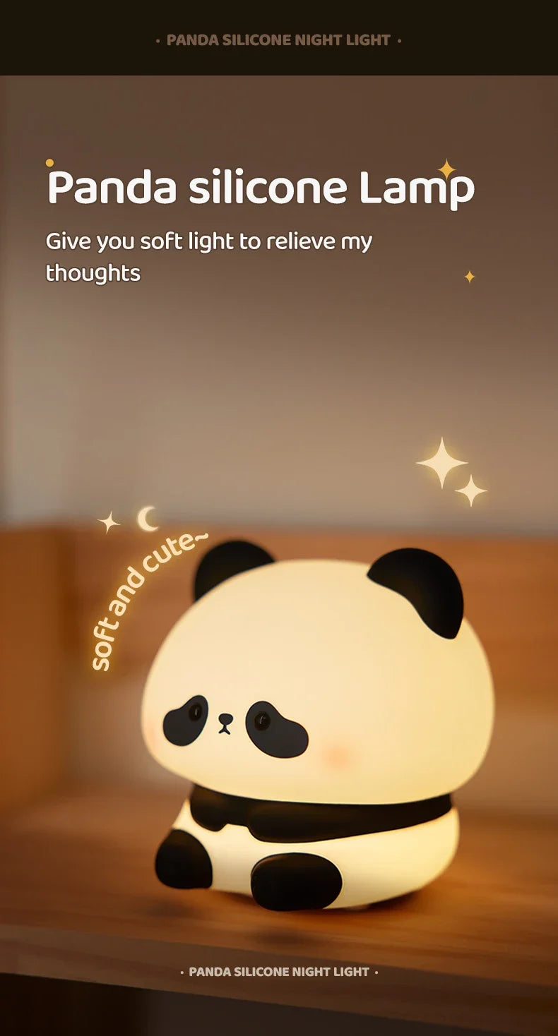 Panda LED Night Light on - soft, warm glow.