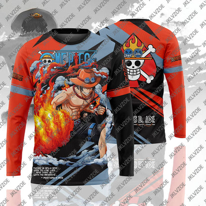 One Piece hoodie, 3D design, Chopper print, streetwear, long sleeve.