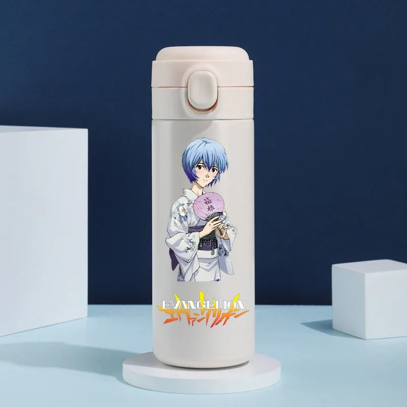 Anime EVA Ayanami Rei 420ML Thermos Water Bottle Anime Portable Children 304 Stainless Steel Cartoon Outdoor Sport Water Mug