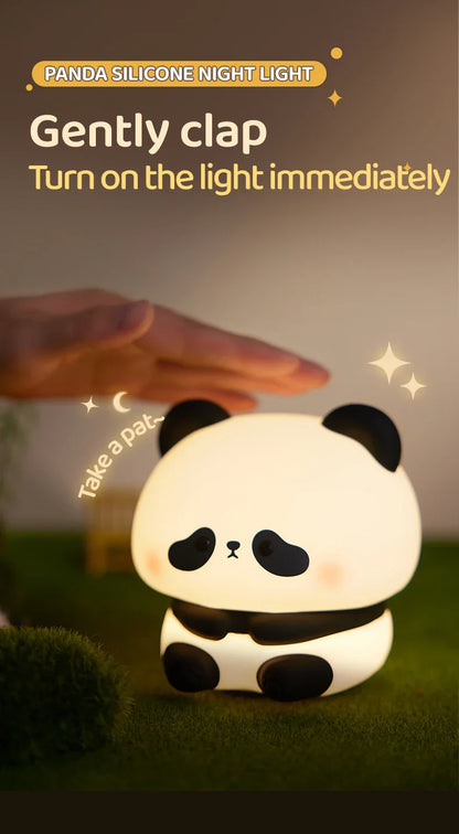 Panda LED Night Light on - soft, warm glow.