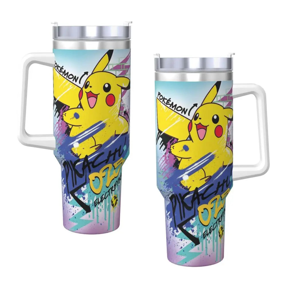 Pokémon Stainless Steel Tumbler | Insulated Water Bottle | Anime Cartoon Print | Cold Drinks & Coffee | Customizable Travel Mug