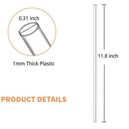 Two clear silicone straws, food-grade, eco-friendly.