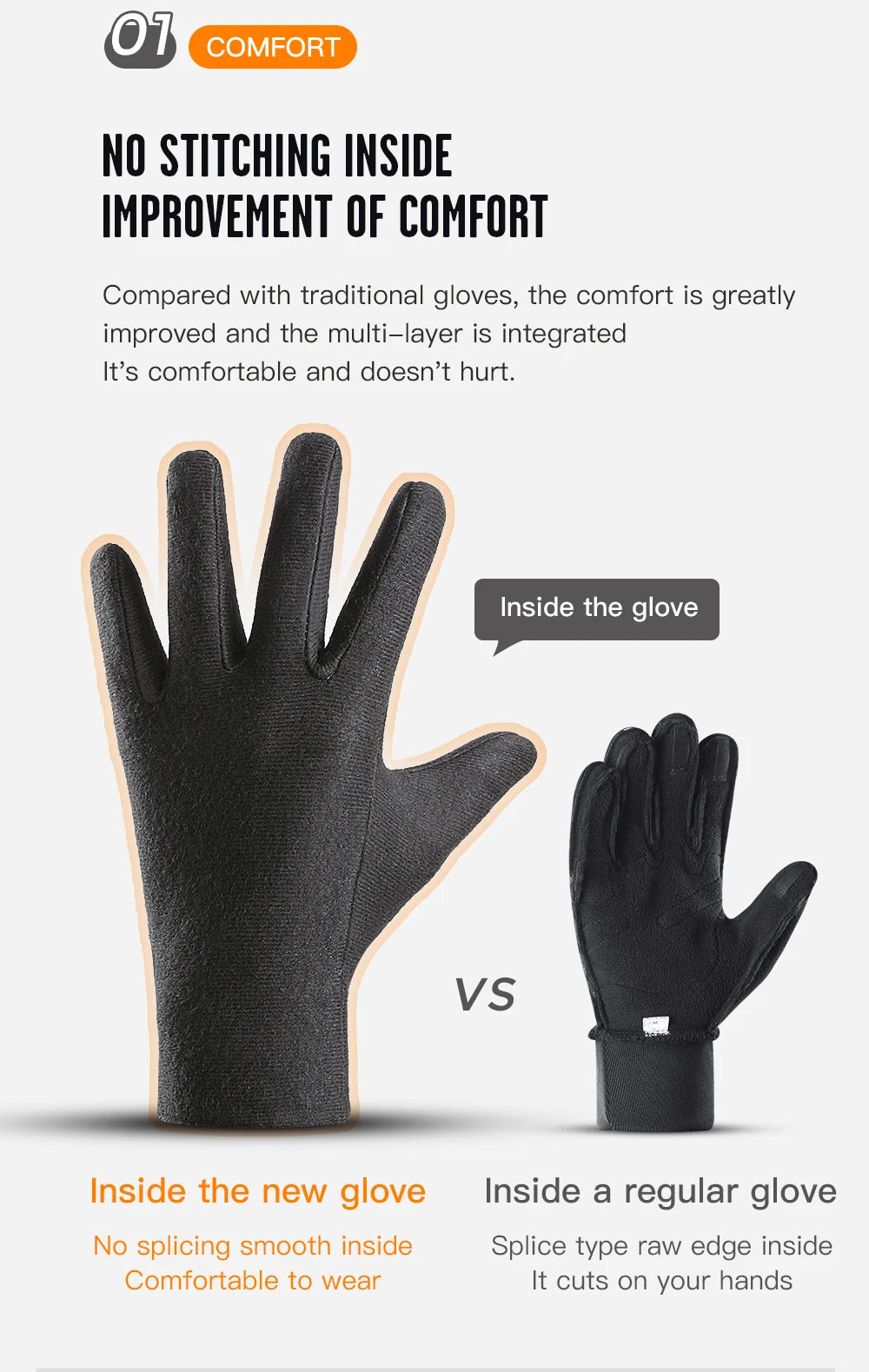 Kyncilor Winter Sport Gloves - Black, Full Finger with Palm Grip.