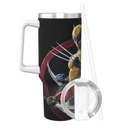 Deadpool & Wolverine 40oz Stainless Steel Tumbler with Straw & Lid - Insulated Travel Mug