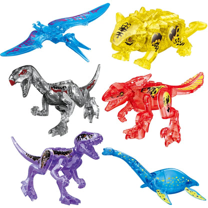 Minecraft Jurassic Dinosaur Building Blocks, featuring Rex, Raptor, and Ankylosaur, compatible with Lego.