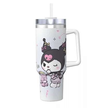 MINISO Kuromi Stainless Steel Tumbler | Sanrio Anime Insulated Travel Mug | Hot & Cold Drinks