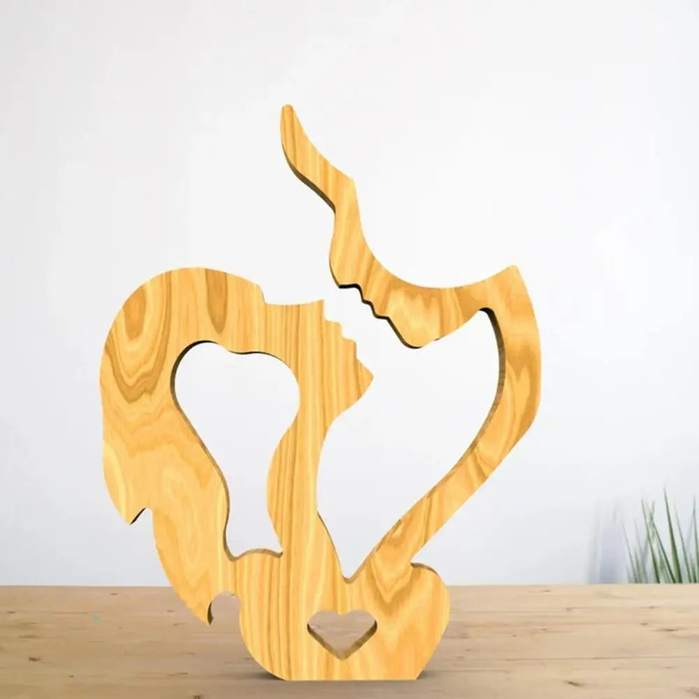 Durable wooden couple statue, natural wood finish, romantic gift for him or her.