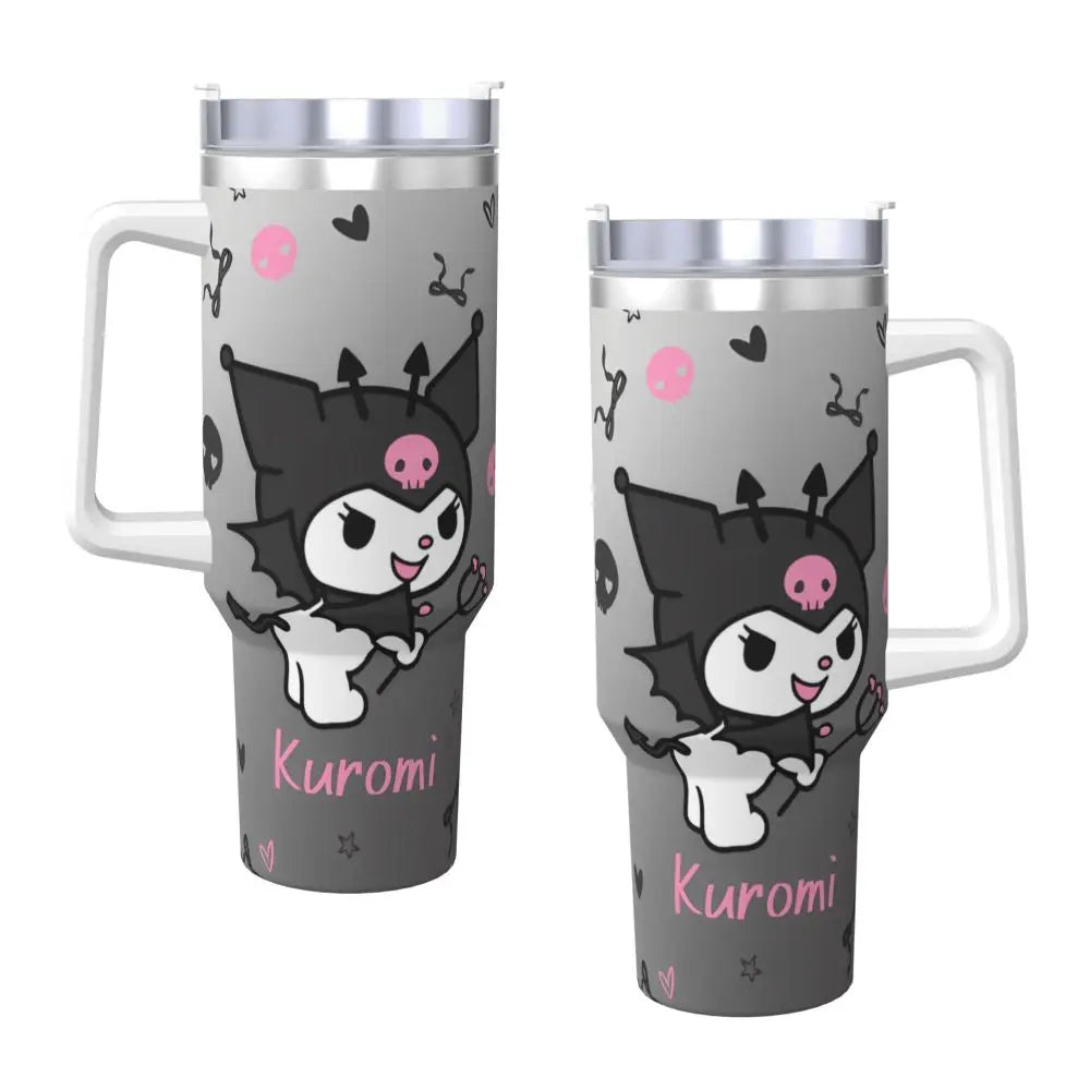 MINISO Kuromi Stainless Steel Tumbler | Sanrio Anime Insulated Travel Mug | Hot & Cold Drinks