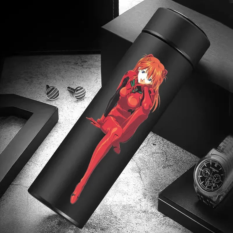 Ayanami Rei thermos, 500ml, stainless steel, blue design.