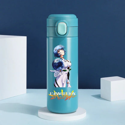 Anime EVA Ayanami Rei 420ML Thermos Water Bottle Anime Portable Children 304 Stainless Steel Cartoon Outdoor Sport Water Mug