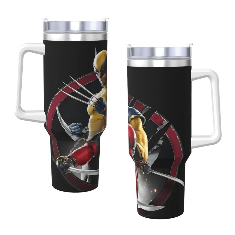 Deadpool & Wolverine 40oz Stainless Steel Tumbler with Straw & Lid - Insulated Travel Mug