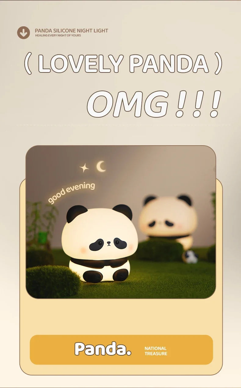 Panda Night Light off - cute, smiling design.