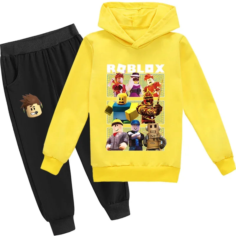 Roblox Cartoon Outfit - Yellow and Green Pattern - Sweater and Pants Set for Children.