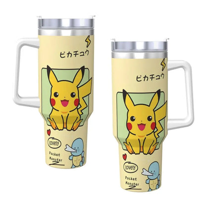 Pokémon Stainless Steel Tumbler | Insulated Water Bottle | Anime Cartoon Print | Cold Drinks & Coffee | Customizable Travel Mug