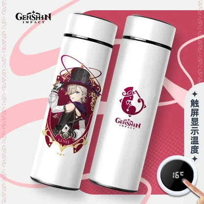 500ml Genshin Impact Vacuum Insulated Bottle Temperature Display Vacuum High Capacity Stainless Steel Thermos Cup Anime Gifts