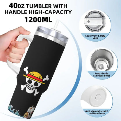 Stanley Tumbler Anime One Piece Inspired, Leakproof Stainless Steel Coffee Mug, Custom DIY Driving Car Mug - Owala Tumbler Alternative