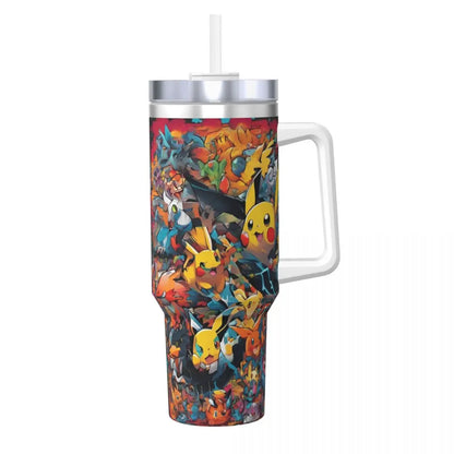 Pokémon Stainless Steel Tumbler | Insulated Water Bottle | Anime Cartoon Print | Cold Drinks & Coffee | Customizable Travel Mug