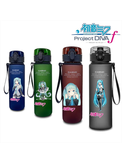 Hot selling Miniso Hatsune Miku cartoon anime large capacity portable plastic sports water bottle cute water bottle beautiful