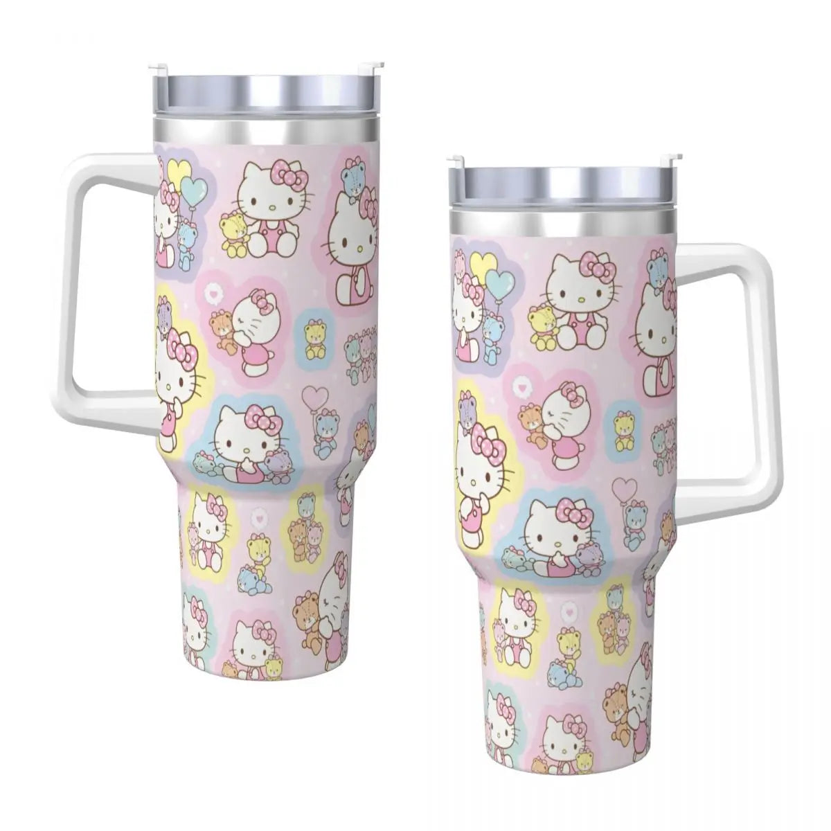 Hello Kitty Driving Design Stainless Steel Tumbler with Straw and Lid