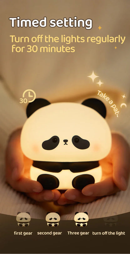 Panda Night Light off - cute, smiling design.