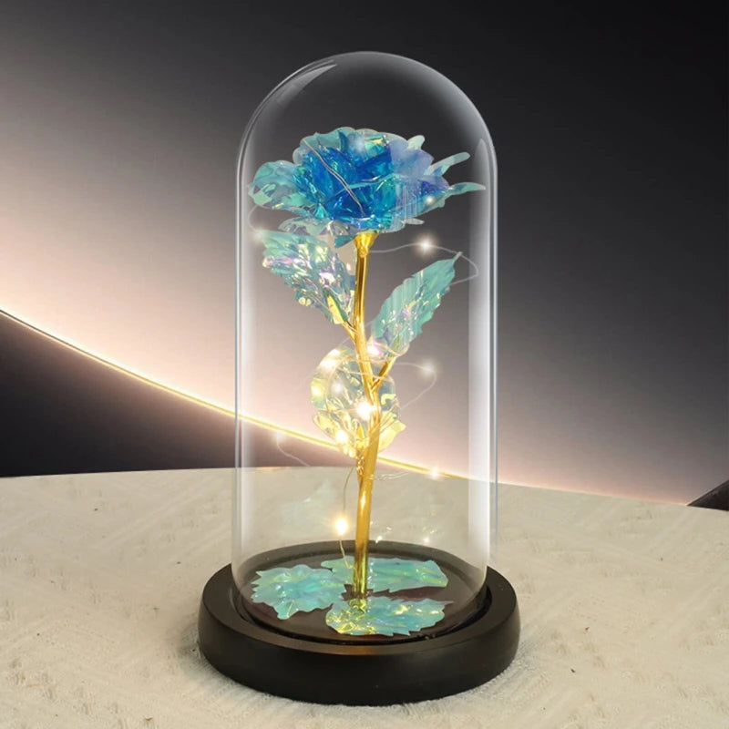 Glass dome with illuminated eternal rose, perfect Valentine's present.