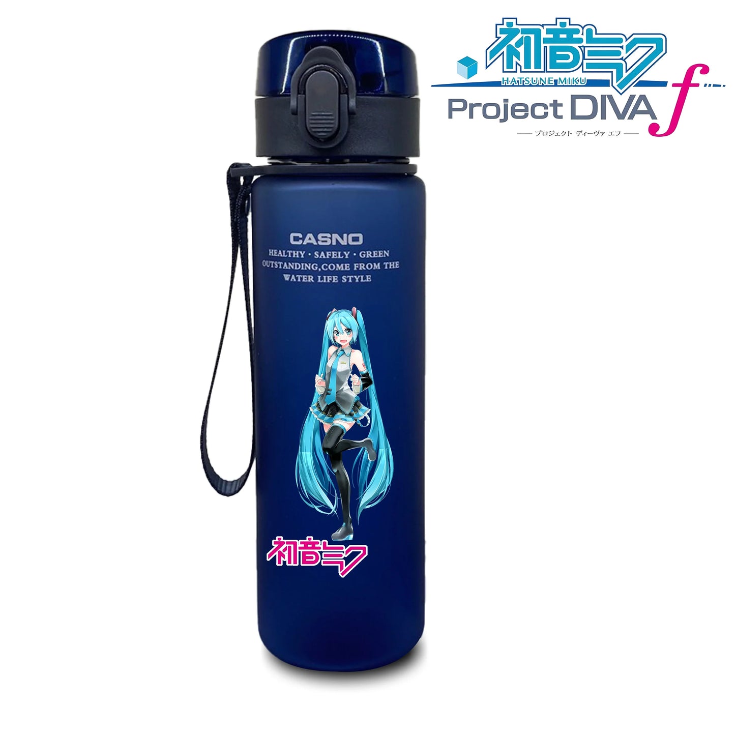 Hot selling Miniso Hatsune Miku cartoon anime large capacity portable plastic sports water bottle cute water bottle beautiful