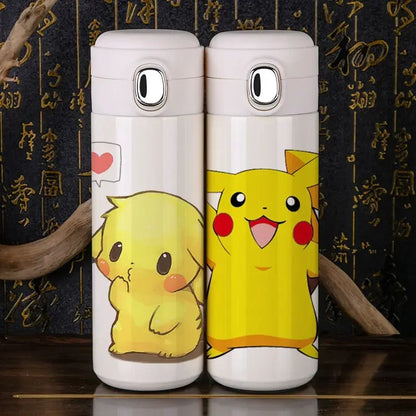 Pikachu Stainless Steel Bottle - Lid detail, secure locking mechanism, Pokemon branding.