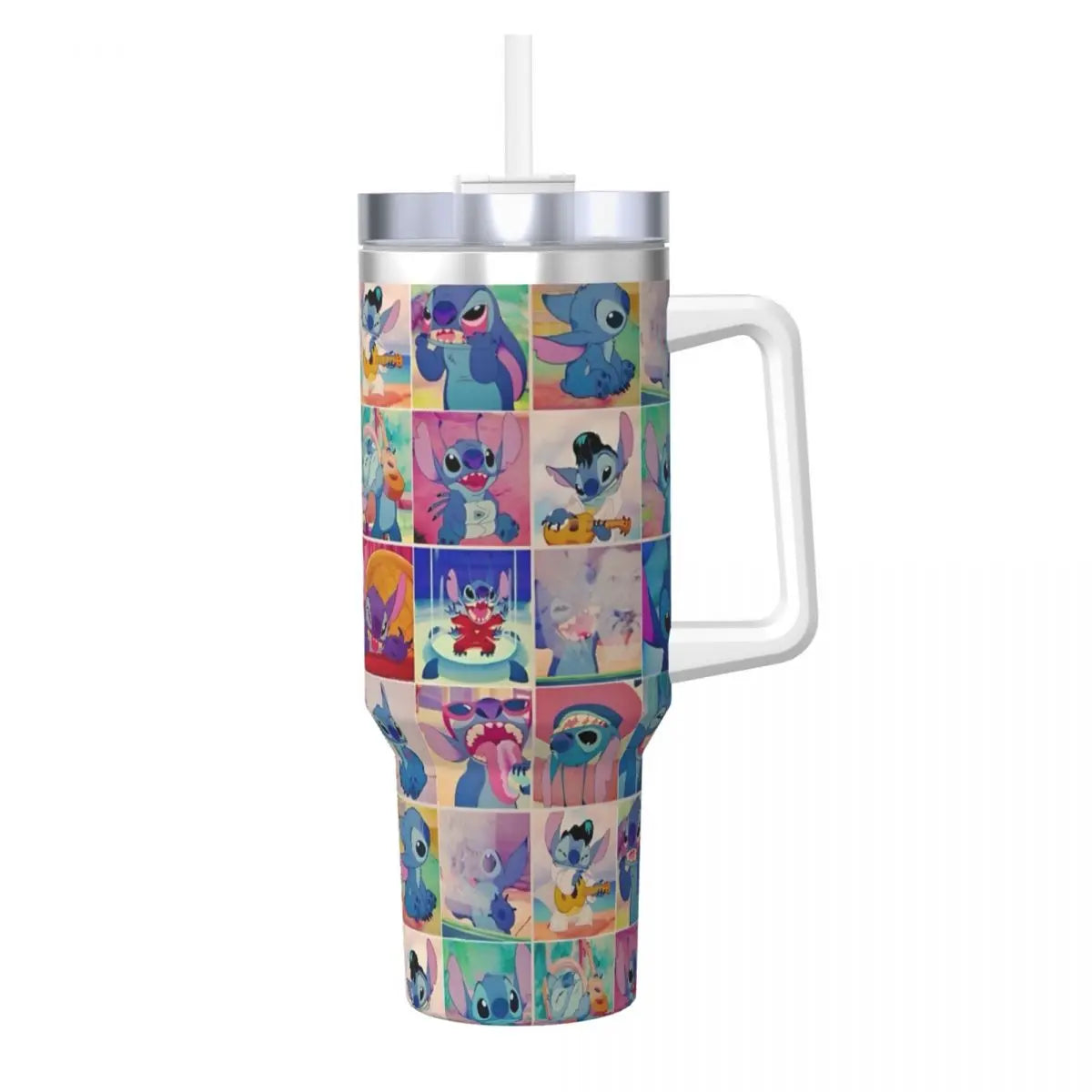 40oz Stitch Stainless Steel Tumbler with Straw & Lid - Cute Cartoon Anime Halloween Insulated Water Bottle Cup