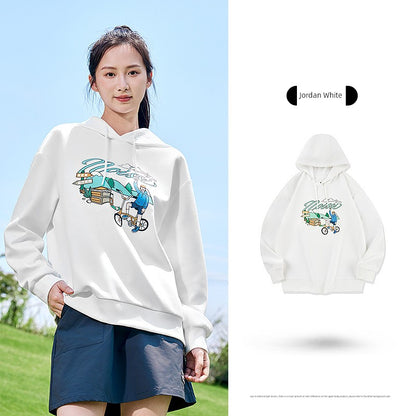 Girl in Grey Jordan Hooded Sweatshirt - Winter 2024 (Lifestyle Shot)