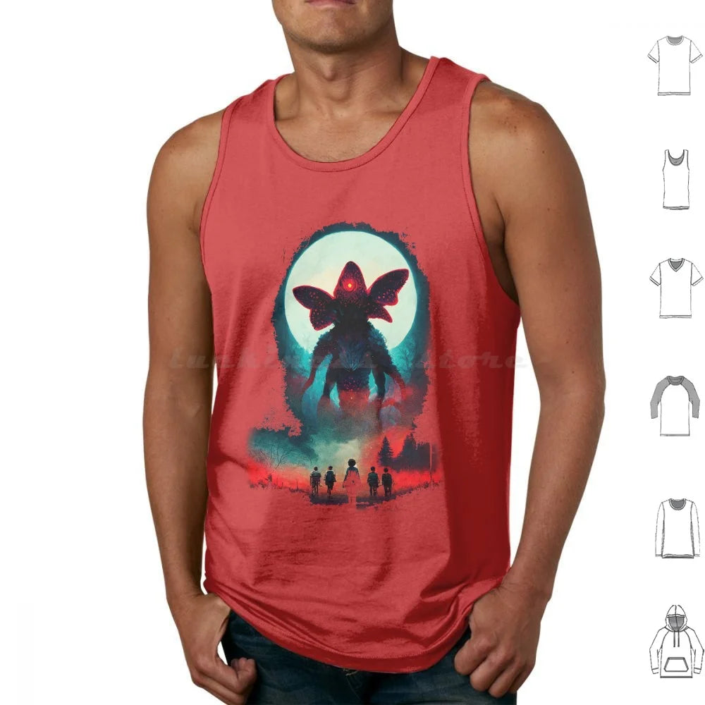 Stranger Things Demogorgon Tank Top - Front View, showcasing the full monster design.