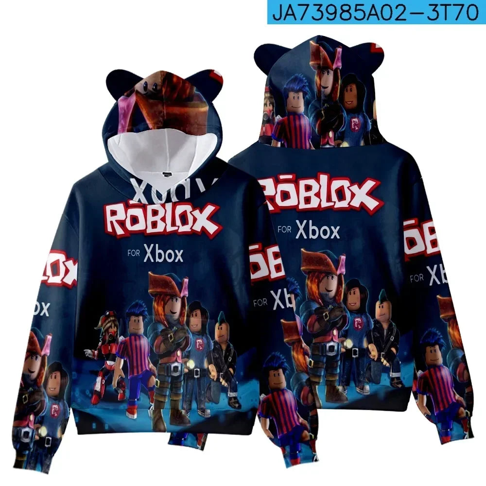 Roblox Cat Ear Hooded Sweatshirt for Kids - Back View Showing Design