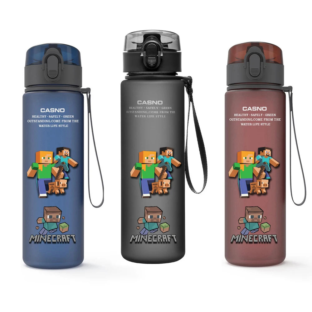 MINISO Minecraft 560ML bottle, showcasing full game-inspired design.