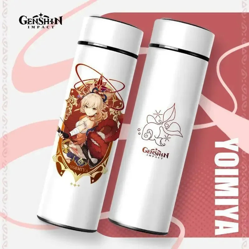 500ml Genshin Impact Thermos, Stainless Steel, Temperature Indicator, Red Version.