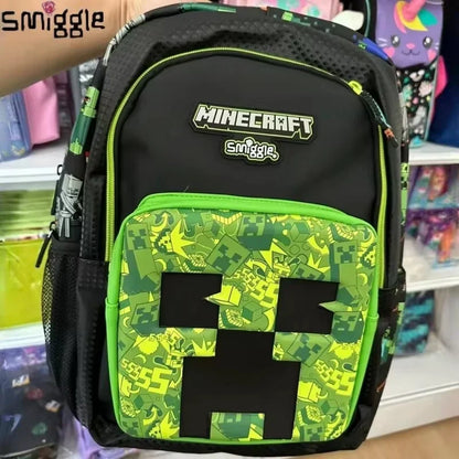 Minecraft Smiggle school backpack with adjustable straps and multiple compartments