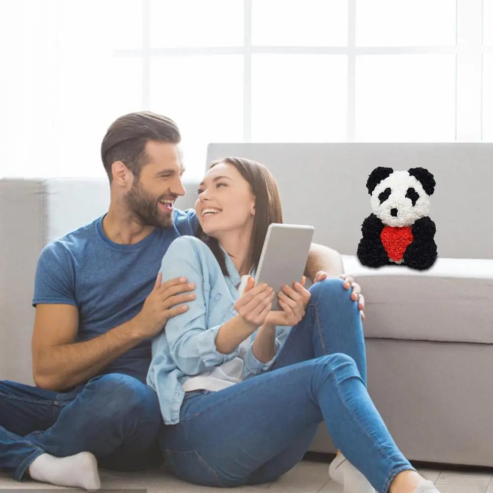 Purple Immortal Rose Panda Bear - Luxury Valentine's Day Gift