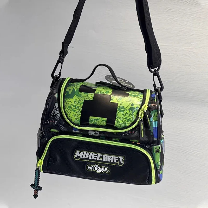 Minecraft Smiggle school backpack with adjustable straps and multiple compartments