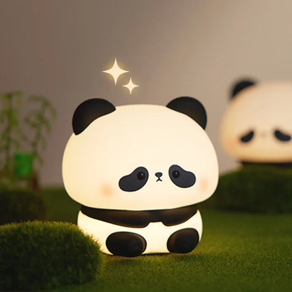 Panda LED Night Light on - soft, warm glow.