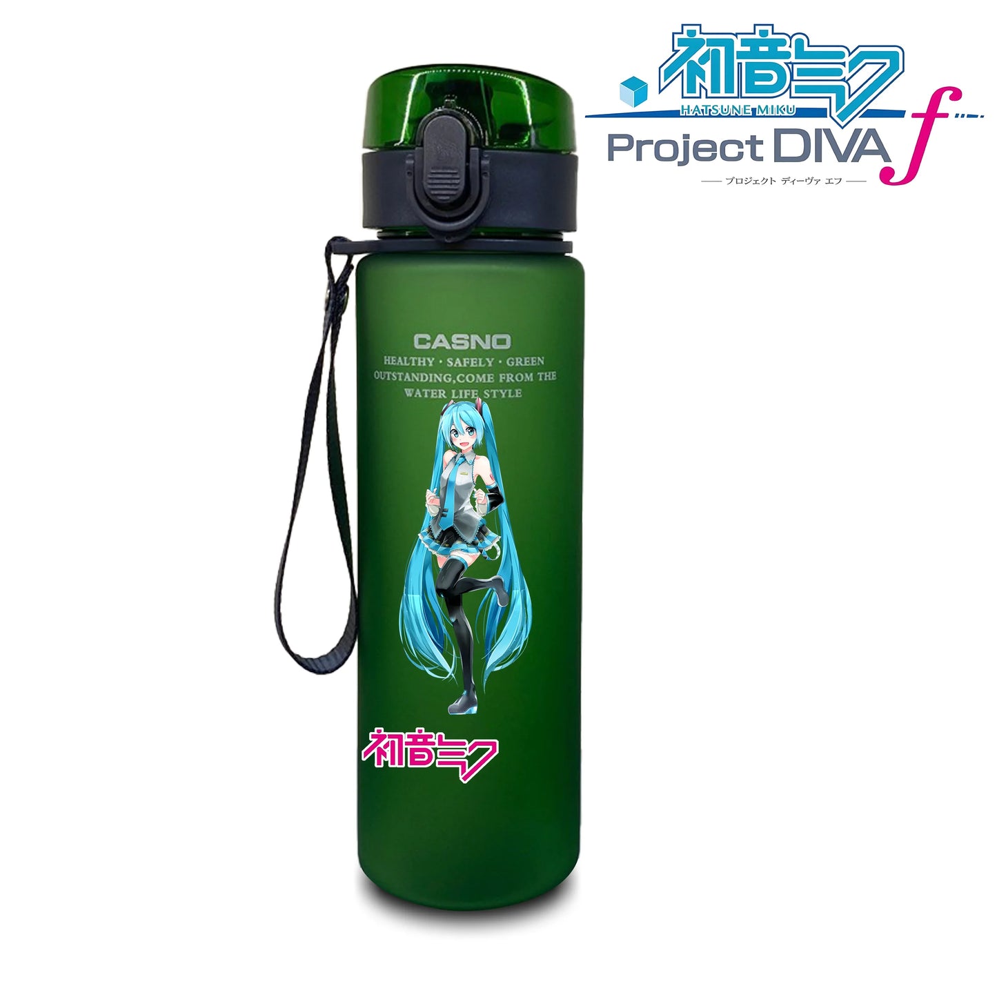 Hot selling Miniso Hatsune Miku cartoon anime large capacity portable plastic sports water bottle cute water bottle beautiful